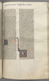 Fol. 273r, Isaiah, historiated initial V, the martyrdom of Isaiah, c. 1275-1300. Southern France,