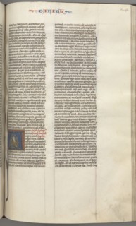 Fol. 341r, Daniel, historiated initial A, Daniel in the lions’ den, c. 1275-1300. Southern France,