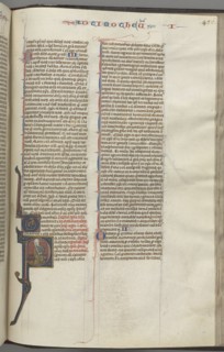 Fol. 456r, Timothy I, historiated initial P, Paul seated, c. 1275-1300. Southern France, Toulouse