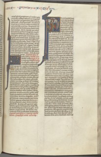 74. Fol. 463r, Acts, historiated initial P, the Ascension, c. 1275-1300. Southern France, Toulouse
