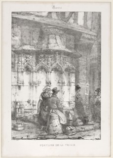 Architectural Remains and Fragments: Rouen - Fontaine de la Crosse, 1827. Richard Parkes Bonington