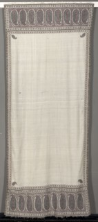 Long Shawl, c. 1815. India, Kashmir, 19th century. 2/2 twill tapestry weave, double interlocked;