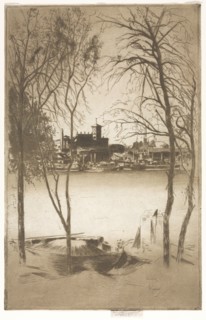 Laburnums and Battersea, 1889-1898. Theodore Roussel (French, 1847-1926). Etching and drypoint