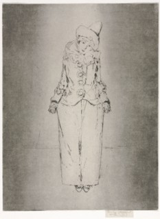 Pierrot en Pied, Portrait of Lady A. C., 1888. Theodore Roussel (French, 1847-1926). Etching