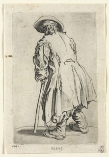 The Beggars: Old Beggar on One Single Crutch, c. 1623. Jacques Callot (French, 1592-1635). Etching;