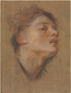 Head of a Young Man, 1715-1717. Antoine Coypel (French, 1661-1722). Red, black, and white chalk