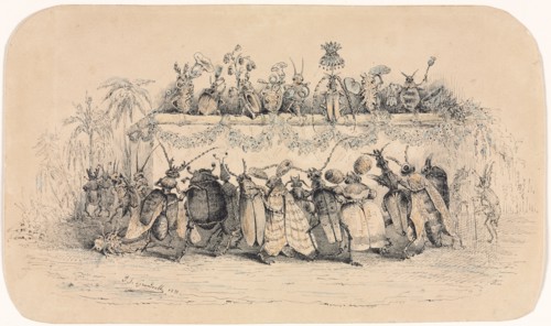 An Insect Ball, 1835. Jean-Jacques Grandville (French, 1803-1847). Pen and black ink with