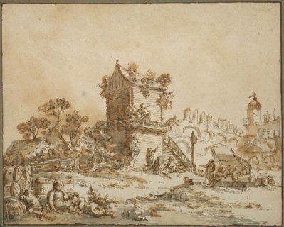 The Moscow Tavern, c. 1773. Jean Baptiste Le Prince (French, 1734-1781). Pen and brown ink and