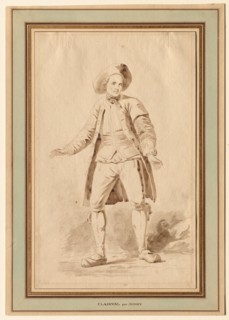 The Actor Clairval, 18th century. Étienne Aubry (French, 1745-1781). Sepia ink and wash with
