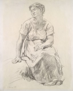 Seated Peasant Woman, c. 1885. Léon Augustin Lhermitte (French, 1844-1925). Charcoal ; overall: 49