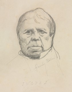Portrait of Ingres. Albert-Ernest Carrier-Belleuse (French, 1824-1887). Graphite with brown ink;