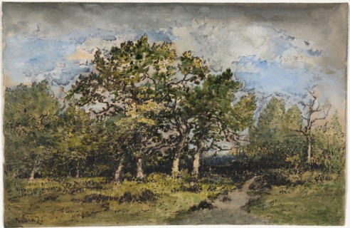 Landscape, c. 1860. Narcisse Diaz de la Peña (French, 1807-1876). Watercolor and gouache with pen