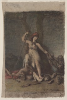 Liberty, probably 1848. Jean-François Millet (French, 1814-1875). Black chalk and pastel; sheet: 47