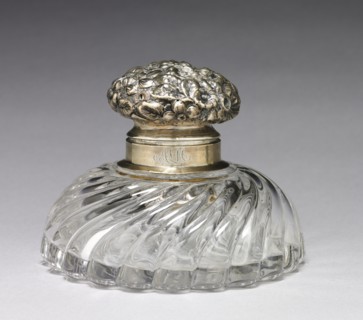 Inkwell, c. 1900 . George W. Shiebler (American, 1846-1920). Swirl glass and silver; overall: 11.5