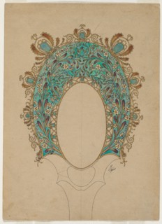 Design for a Hand Mirror, c. 1900-1902. Félix Bracquemond (French, 1833-1914). Ink on paper; sheet: