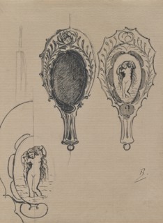 Design for a Hand Mirror, c. 1900-1902. Félix Bracquemond (French, 1833-1914). Ink on paper; sheet: