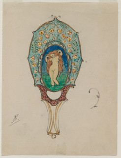 Design for a Hand Mirror, c. 1900-1902. Félix Bracquemond (French, 1833-1914). Ink on paper; sheet: