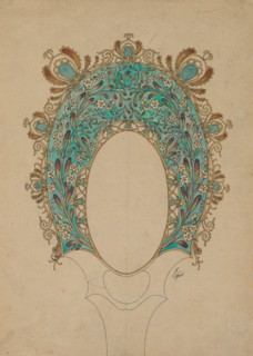 Designs for a Hand Mirror, c. 1900-1902. Félix Bracquemond (French, 1833-1914). Ink on paper;