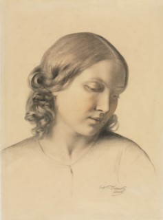 Portrait of a Young Woman, c. 1854-1858. Octave Tassaert (French, 1800-1874). Black chalk with