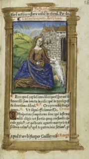 Printed Book of Hours (Use of Rome):  fol. 112r, St. Agnes, 1510. Guillaume Le Rouge (French,
