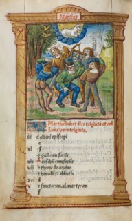 Printed Book of Hours (Use of Rome): fol. 4v, March calendar illustration, 1510. Guillaume Le Rouge