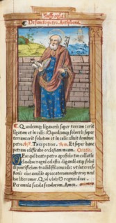 Printed Book of Hours (Use of Rome):  fol. 99r, St. Peter, 1510. Guillaume Le Rouge (French, Paris,