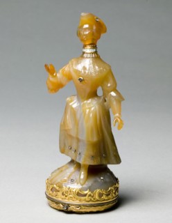 Scent Bottle and Box in the Form of a Woman, c 1880-1890. Attributed to James Cox (British). Carved