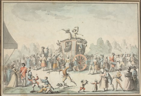 Scène de Carnaval. Philibert Louis Debucourt (French, 1755-1832). Pen and black ink and watercolor;