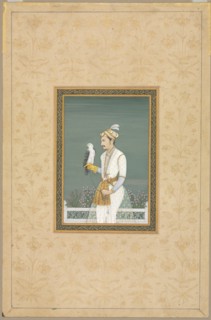 Portrait of a Prince with a Hawk, 1700s. India, Mughal, 18th century. Opaque watercolor on paper;