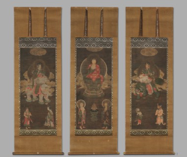 Shakyamuni Triad: Buddha Attended by Manjushri and Samantabhadra, late 1300s. China, Fuzhou, Fujian
