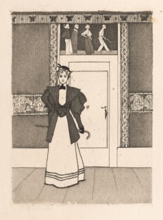 Interior with Young Woman in Walking Costume, 1895. Eugen Kirchner (German, 1865-1938). Etching and