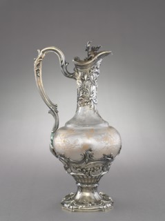 Ewer , c. 1850-1870. France, 19th century. Glass with silver gilt mounts; overall: 32 x 51 x 15.5
