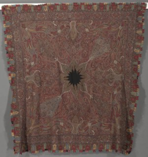 Squre Pieced Shawl with Vase Corners, 1867-1875. India, Kashmir, 19th century. 2/2 twill tapestry