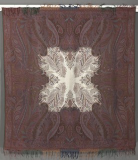 Square shawl with Quarter Shawl Layout and Ivory Center, 1848-1851. Austria, England, France, or