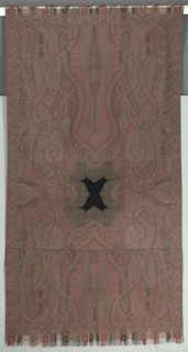 Long Shawl with Large Symmetrical Botehs and Small Black Center, 1855-1862. France, Paris, 19th