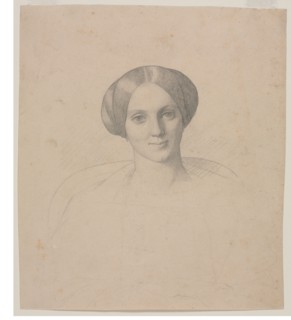 Portrait Head of a Woman, 1800s. Jean-Léon Gérôme (French, 1824-1904). Graphite; sheet: 24 x 21.1