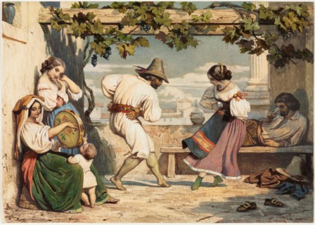 La Saltarelle, 1800s. Dominque Louis Papety (French, 1815-1849). Watercolor and gouache with