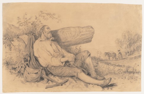 Sleeping Field Worker, 1842. Dominque Louis Papety (French, 1815-1849). Graphite; sheet: 25.7 x 39