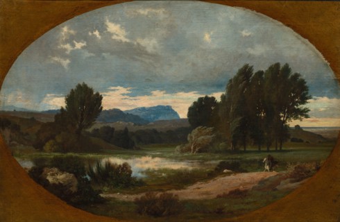 Landscape with Rider on White Horse, 1846. Jean Achille Benouville (French, 1815-1891). Oil on
