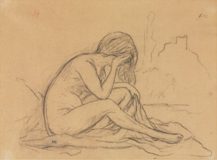 Study of a Female Nude (possibly for an unrealized allegorical painting) (Recto), 1800s. Pierre