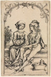 The Lovers (after the Housebook Master), c. 1490. Wenzel von Olmütz (Bohemian). Engraving; sheet: