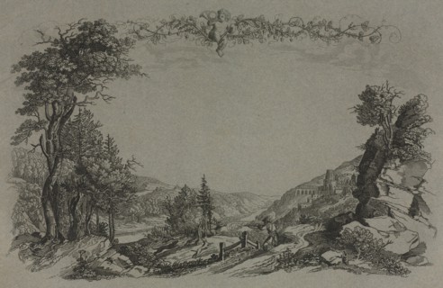 Six Views of Heidelberg Castle: Cover, Hunting Scene , 1820. Ernst Fries (German, 1801-1833).