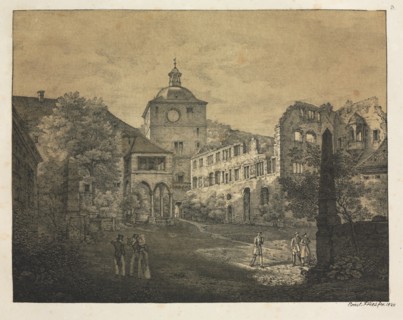 Six Views of Heidelberg Castle: Castle Terrace, 1820. Ernst Fries (German, 1801-1833), Mohr &