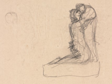 Sketch of Two Figures Embracing (verso). Théodule Ribot (French, 1823-1891). Graphite; sheet: 23.5