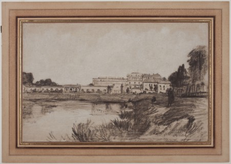 View of Versailles, 1800s. Antoine Vollon (French, 1833-1900). Black and white chalk; sheet: 31.5 x