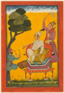 Vivaca Ragaputra, a Leaf from Ragamala Series, c. 1700-1720s. India, Pahari Hills, Bilaspur school,