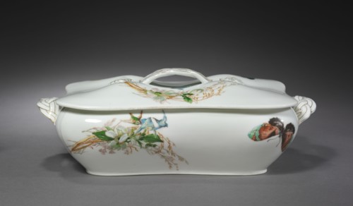 Entrée Dish, c. 1890-1910. France, Limoges, 19th century. Porcelain; overall: 9.6 x 28 x 16.9 cm (3