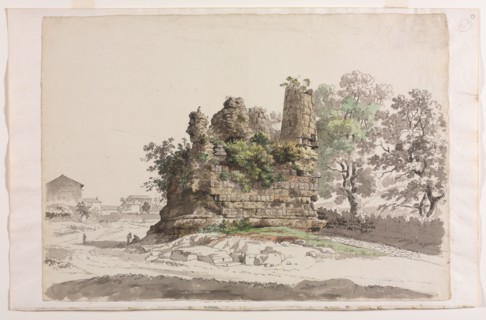 The So-Called Sepulcher of the Curiatii Brothers at Albano, with the Church of the Madonna della