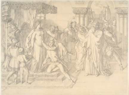 Singers' Contest on the Wartburg, c. 1853. Anton Romako (Austrian, 1832-1889). Graphite; sheet: 39