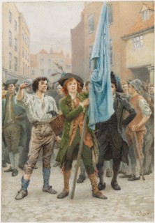 Barnaby Rudge Helping Lead the Gordon Riots, 1884. Charles Green (British, 1840-1898). Watercolor